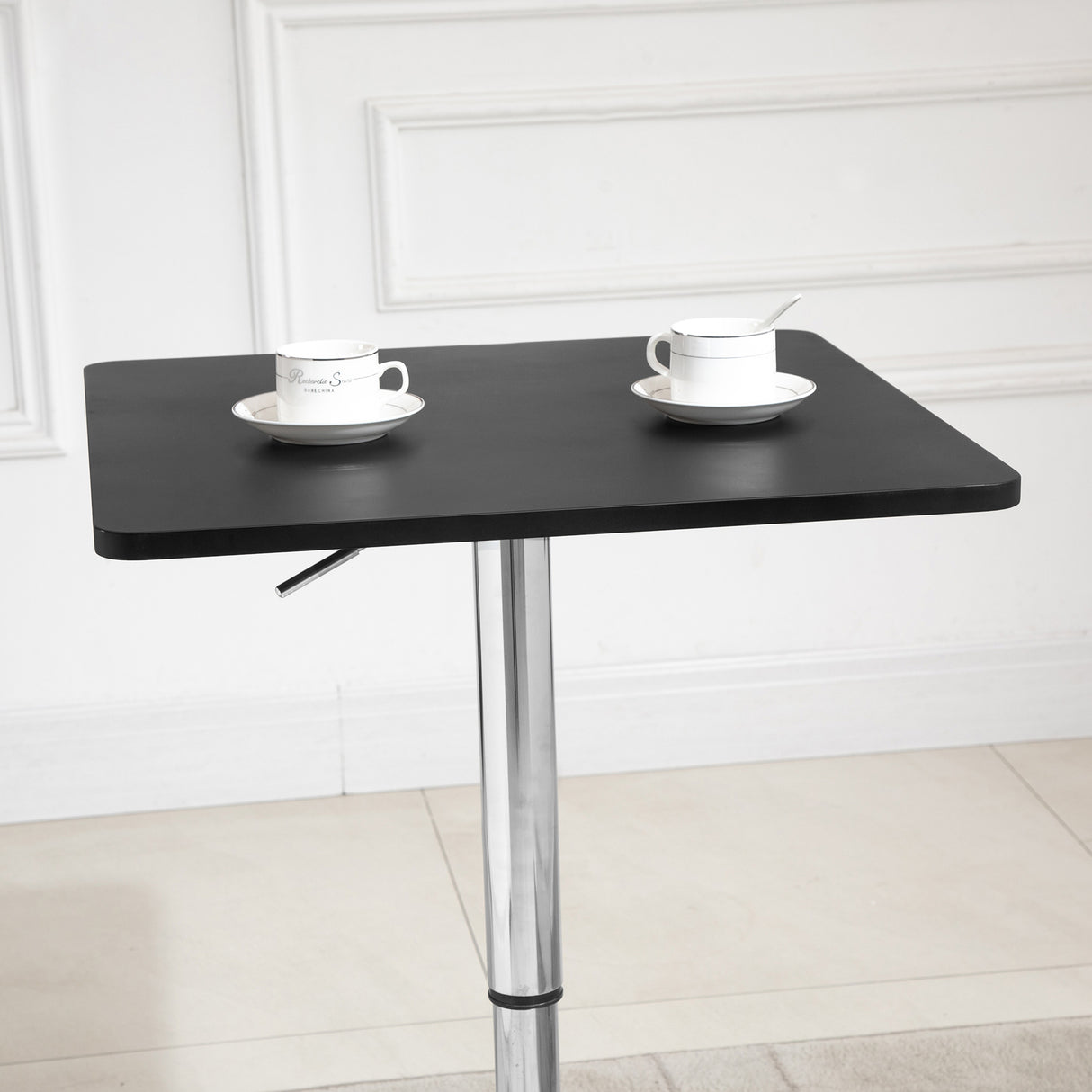 Wooden Height Adjustable Counter Bar Table Square With Swivel Top - Velmora