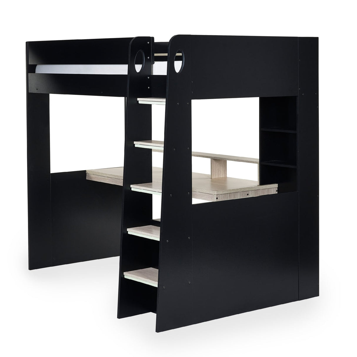Wooden High Sleeper Bed With Gaming Desk - Blaze