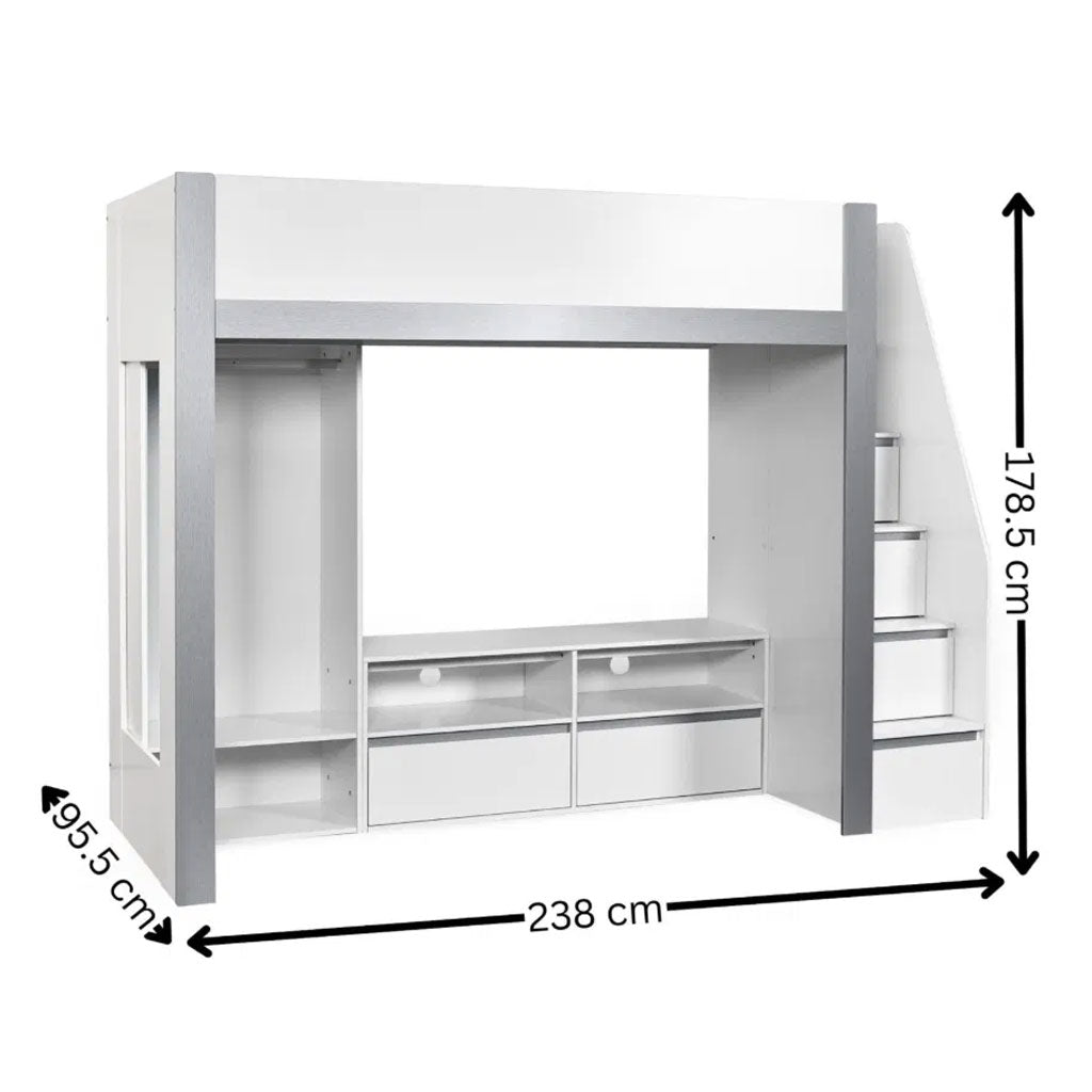 Wooden High Sleeper Bed With Ladder - Gaia