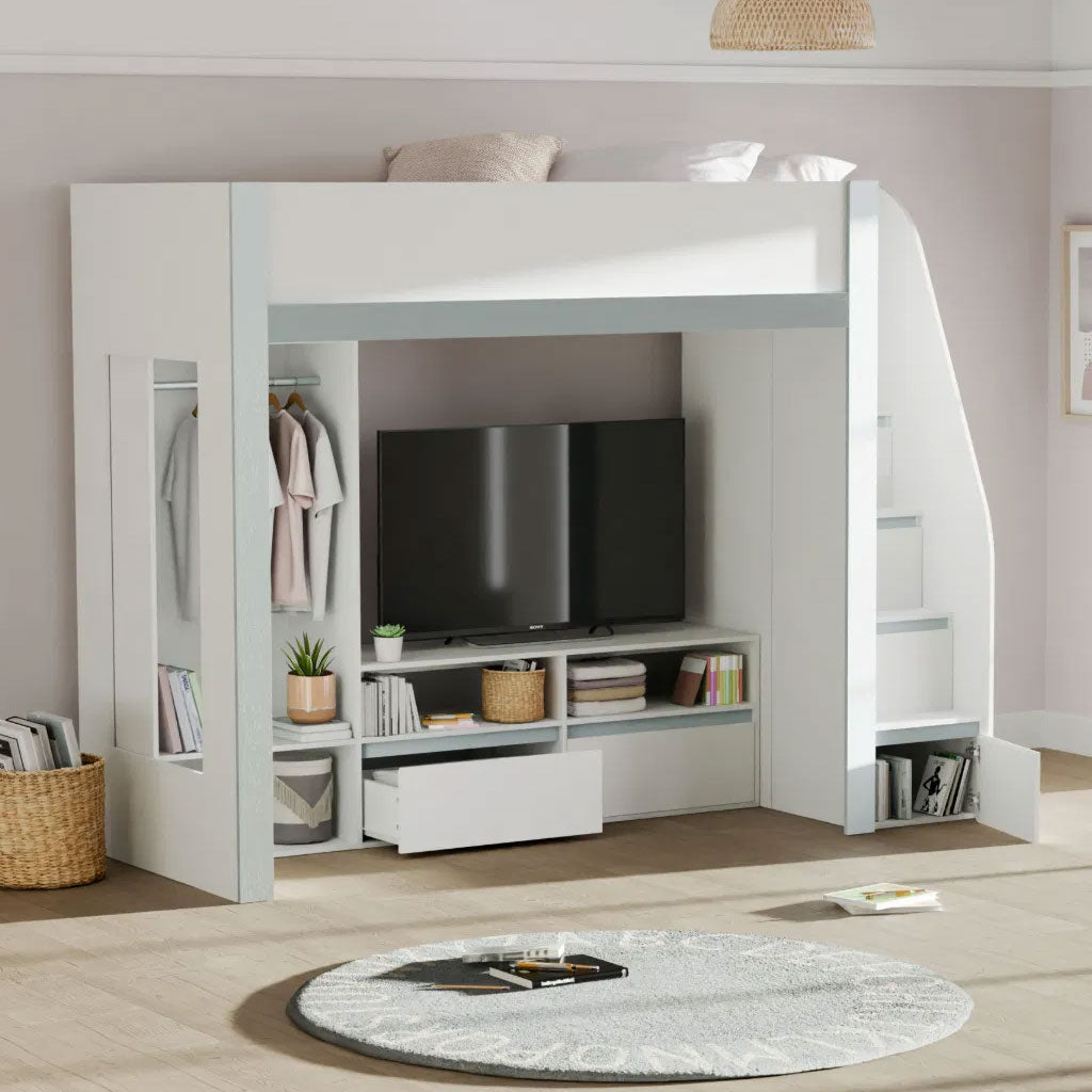 Wooden High Sleeper Bed With Ladder - Gaia