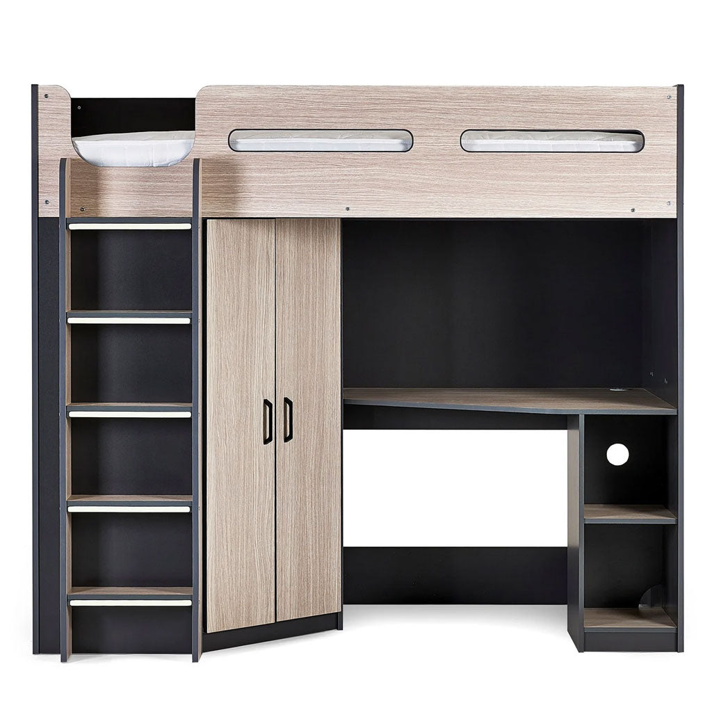 Wooden High Sleeper Bed With Ladder - Hercules