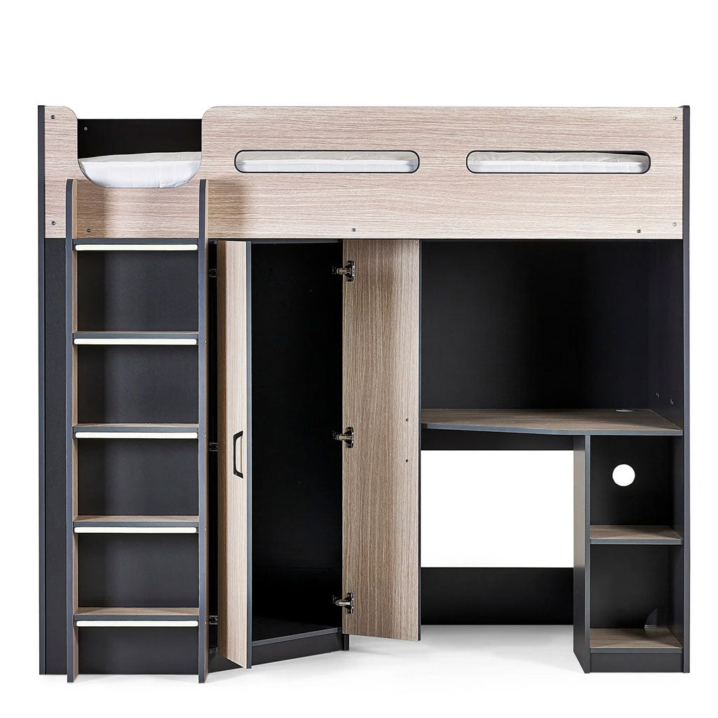 Wooden High Sleeper Bed With Ladder - Hercules