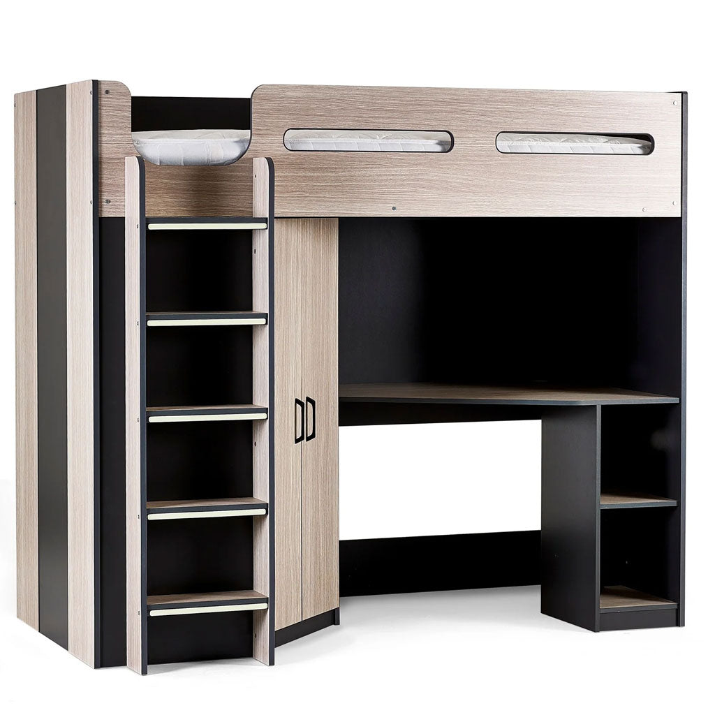 Wooden High Sleeper Bed With Ladder - Hercules