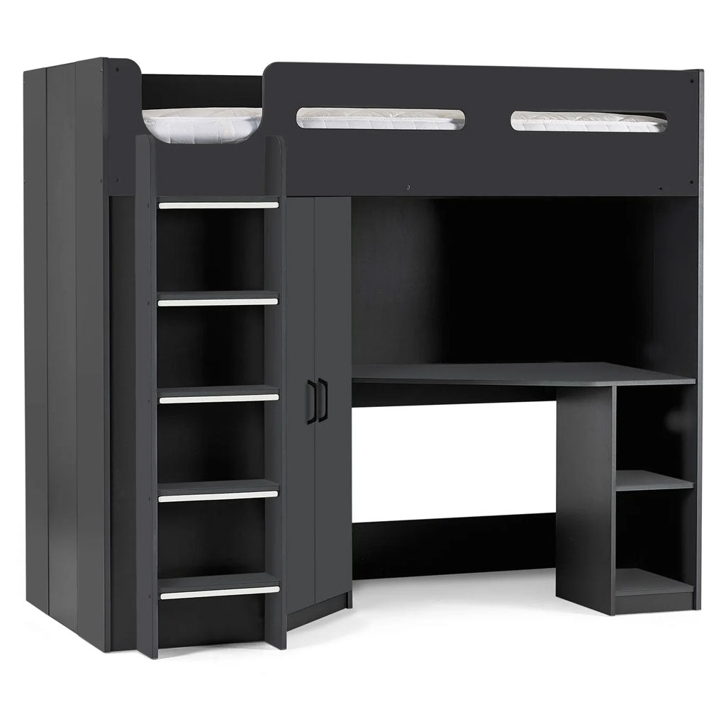 Wooden High Sleeper Bed With Ladder - Hercules