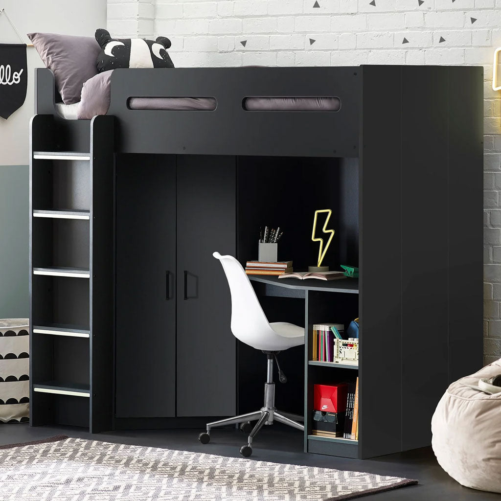 Wooden High Sleeper Bed With Ladder - Hercules