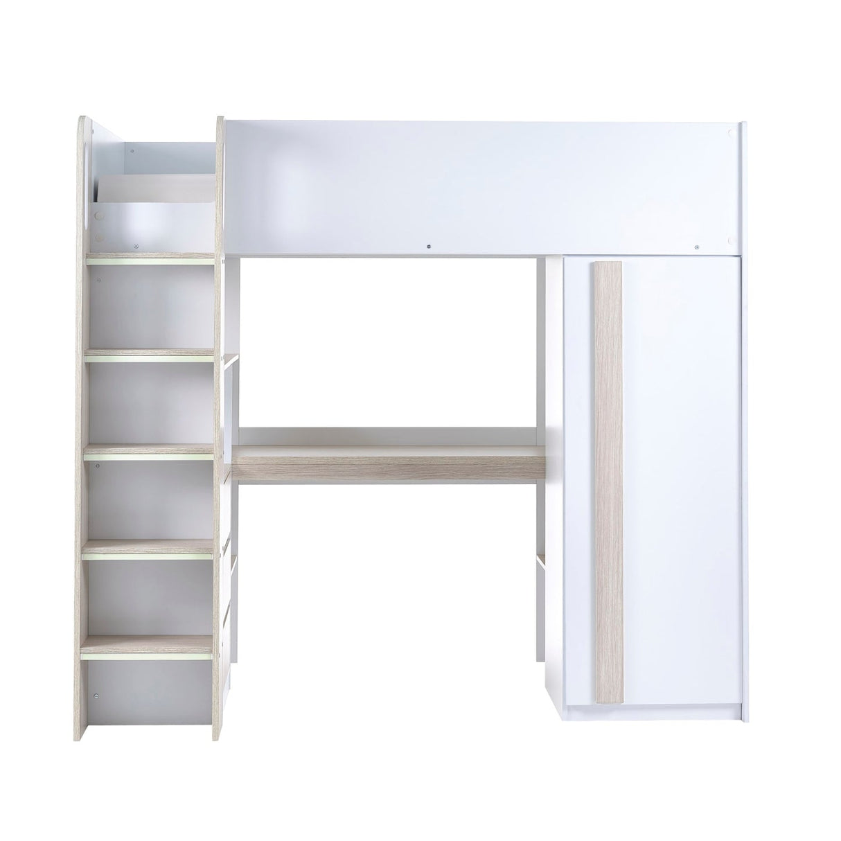 Wooden High Sleeper Bed With Ladder - Ocean