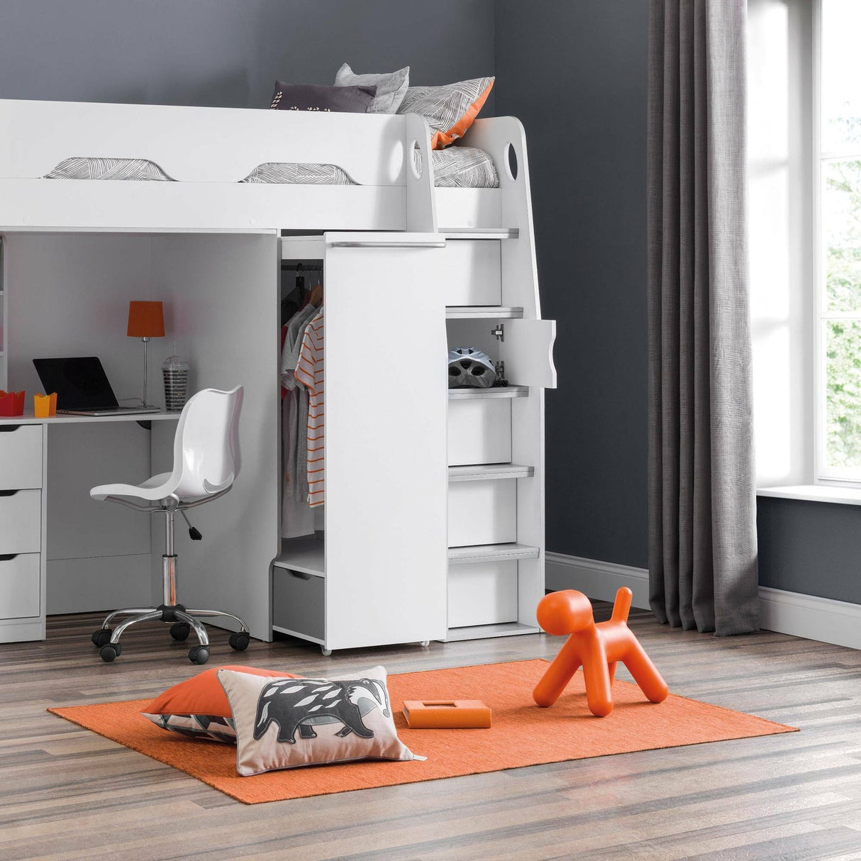 Wooden High Sleeper Bed With Ladder - Pegasus