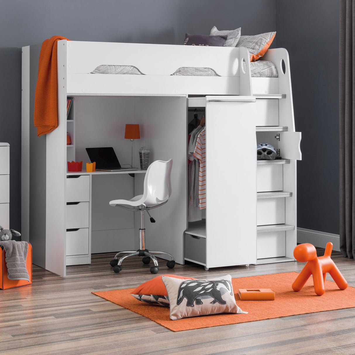 Wooden High Sleeper Bed With Ladder - Pegasus