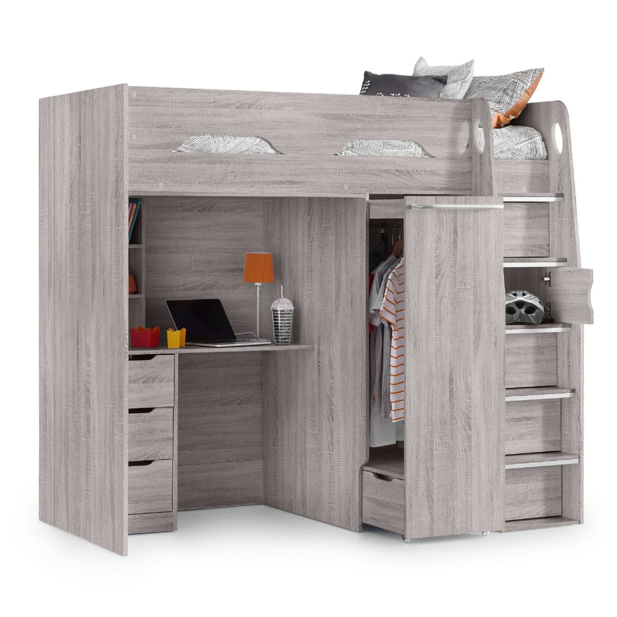 Wooden High Sleeper Bed With Ladder - Pegasus