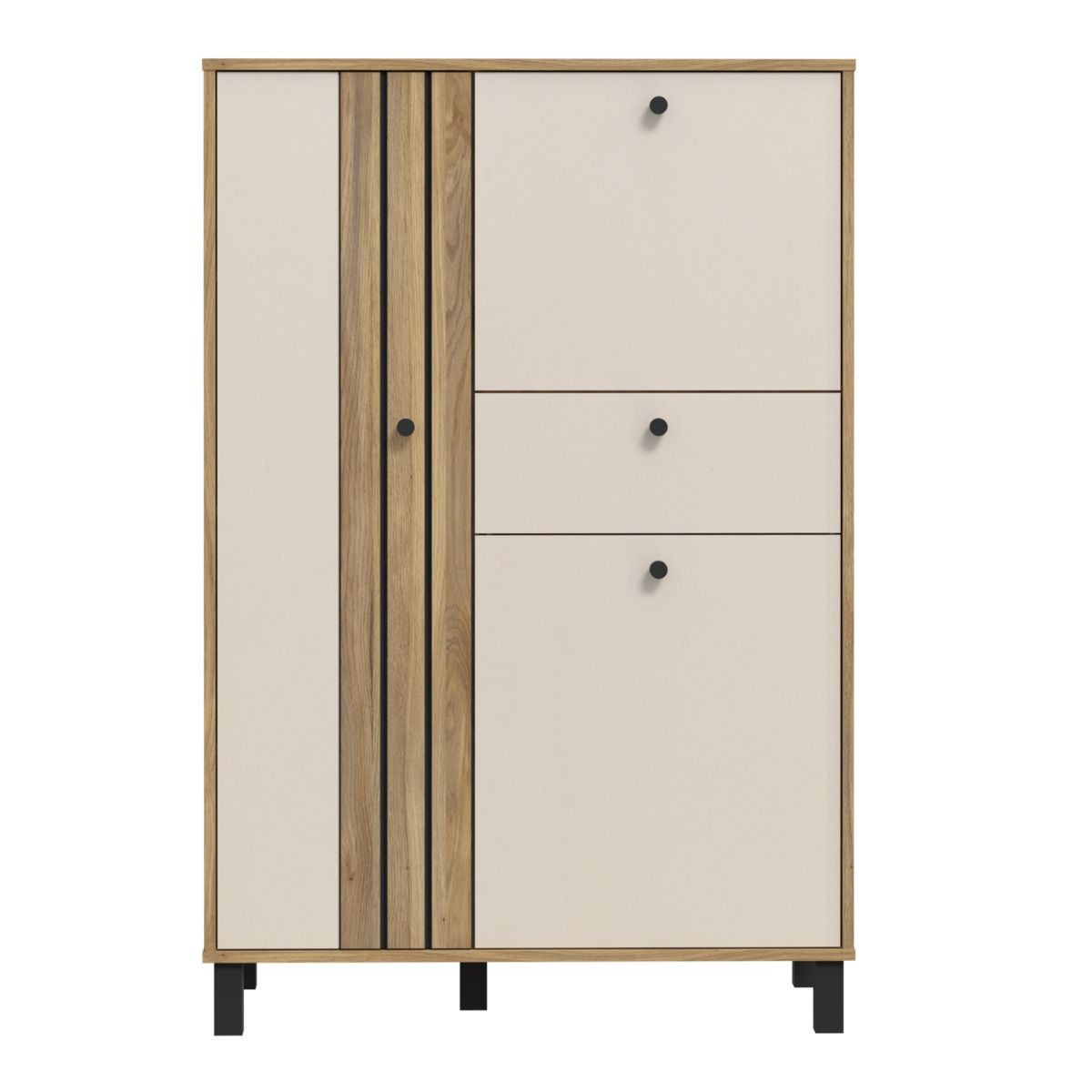 Wooden Highboard With 3 Doors And 1 Drawer - Grafton