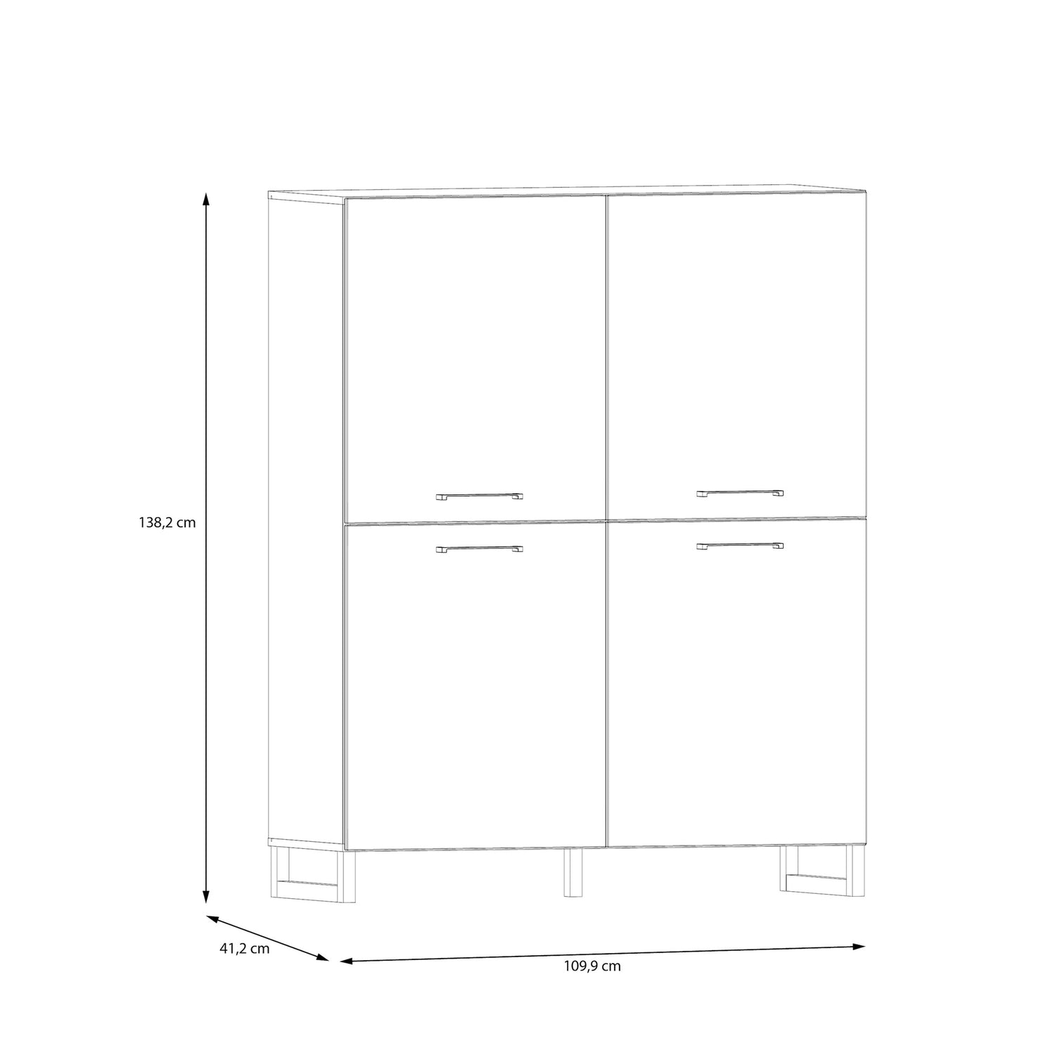 Wooden Highboard With 4 Doors - Sali