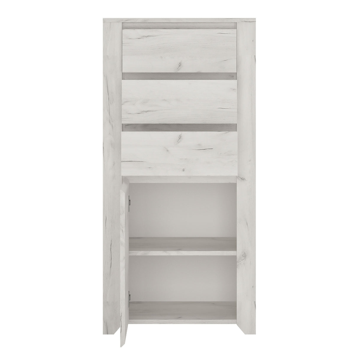 Wooden Highboard With 1 Door And 3 Drawers - Angel
