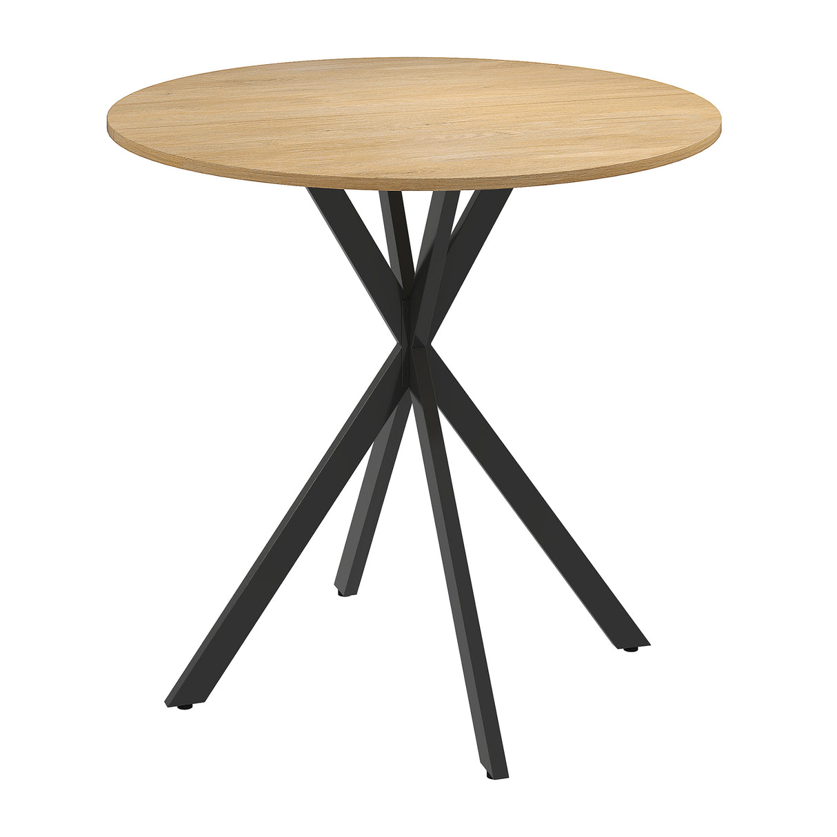 Wooden Industrial Dining Table 80cm Round for 2 to 4 People - Velmora
