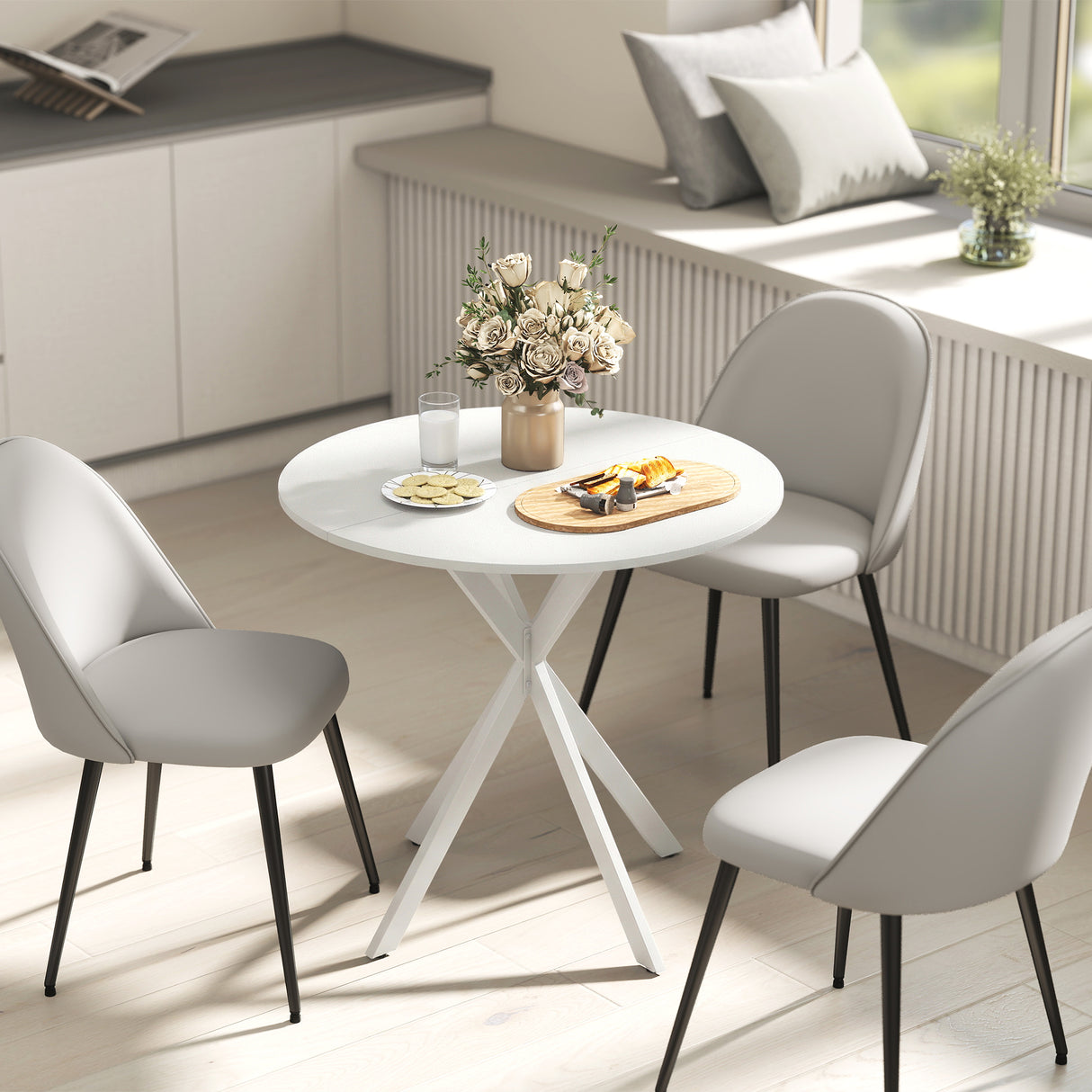 Wooden Industrial Dining Table Round for 2 to 4 People - Velmora