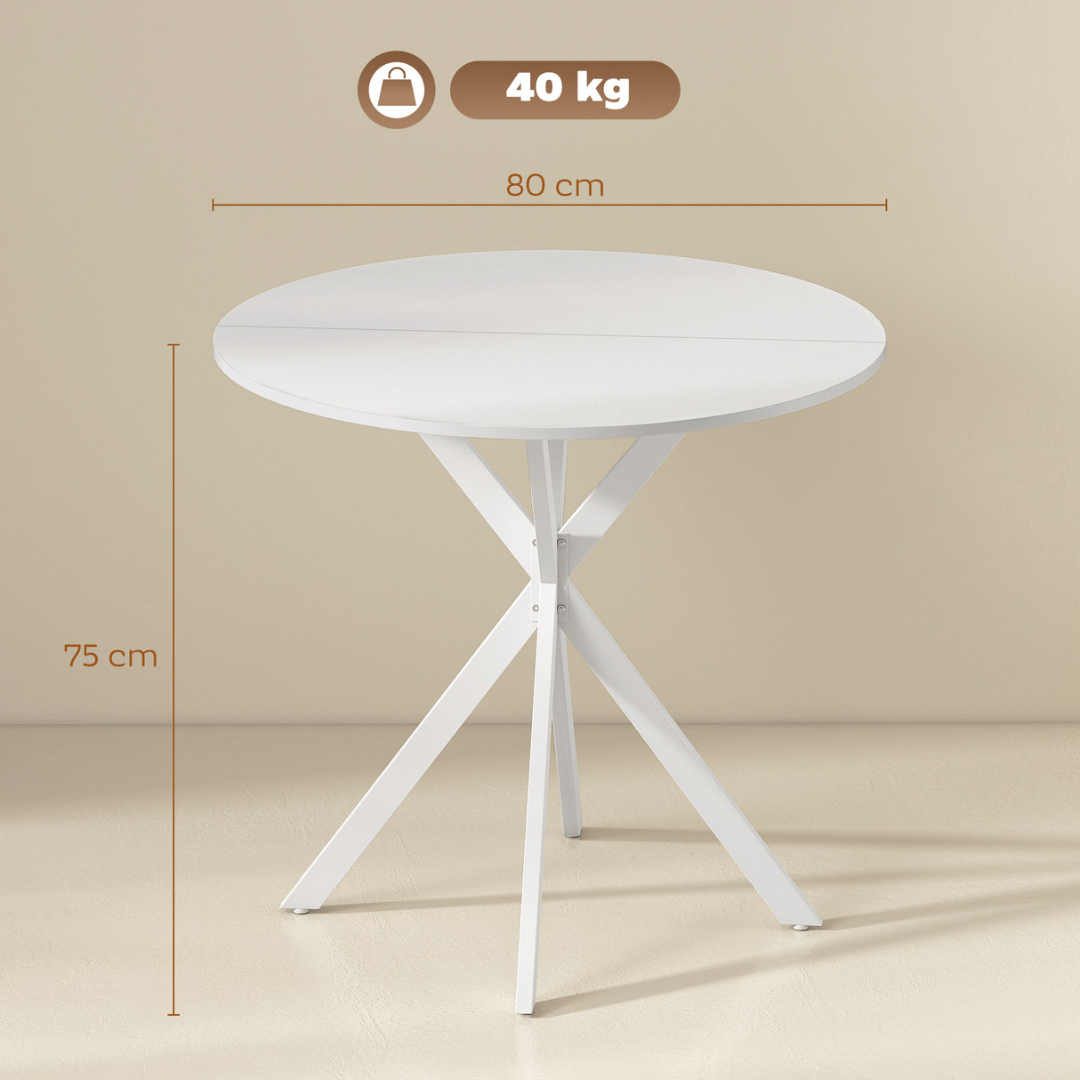 Wooden Industrial Dining Table Round for 2 to 4 People - Velmora