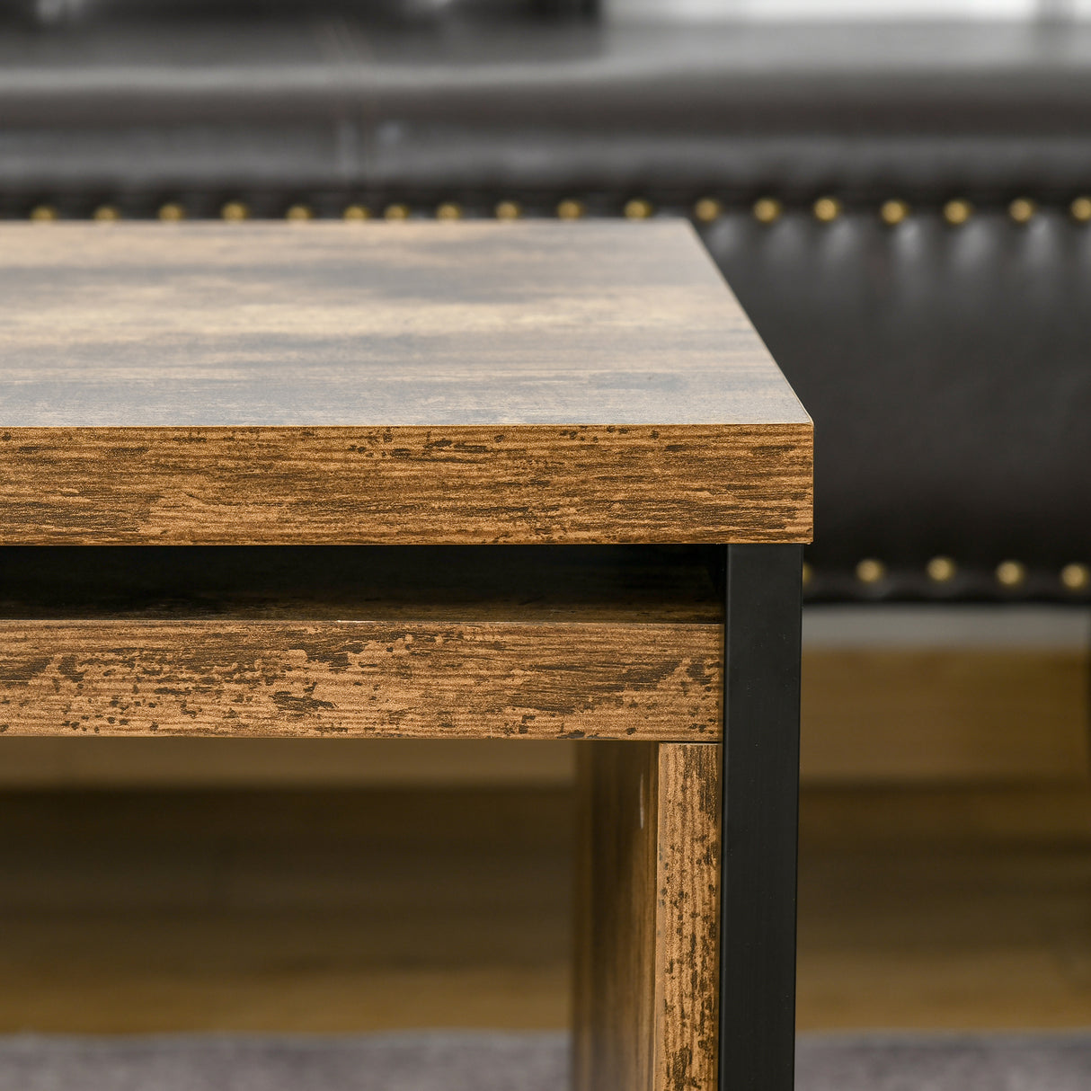 Wooden Industrial Nesting Coffee Tables in Set of 2 - Velmora