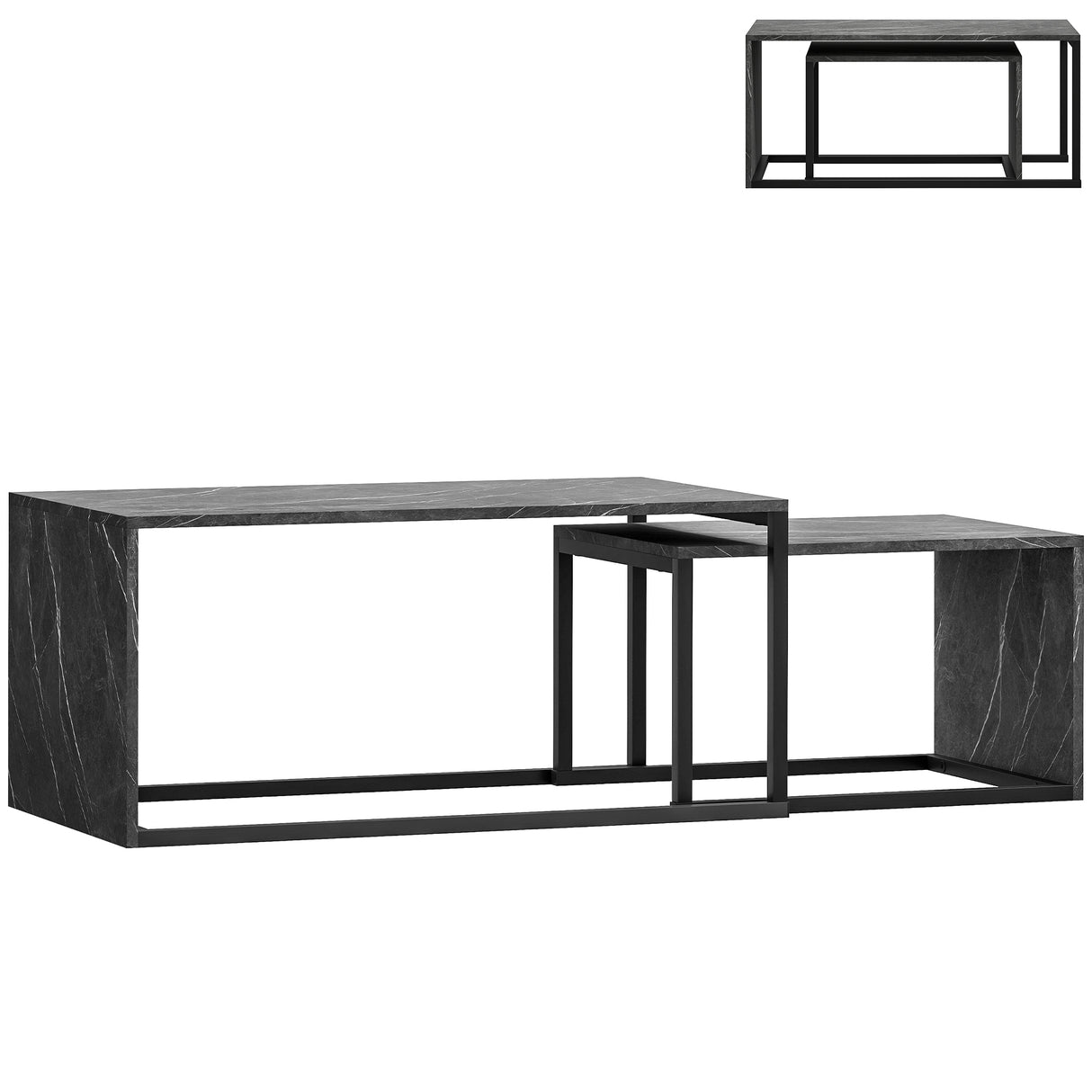 Wooden Industrial Nesting Coffee Tables in Set of 2 - Velmora