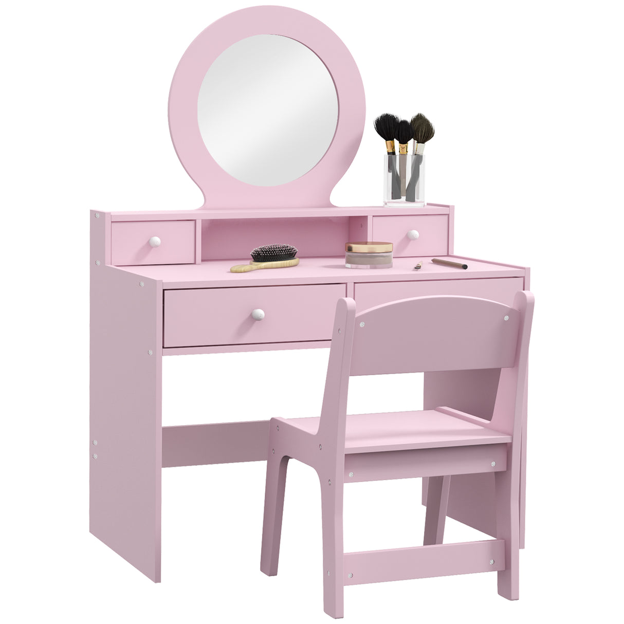 Wooden Kids Dressing Table Set 70cm Wide - Velmora