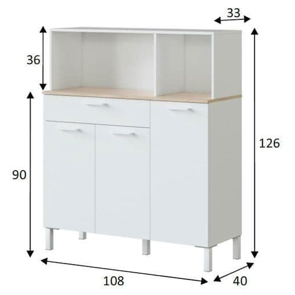 Wooden Kitchen Cabinet With 3 Doors And 1 Drawer - Denver