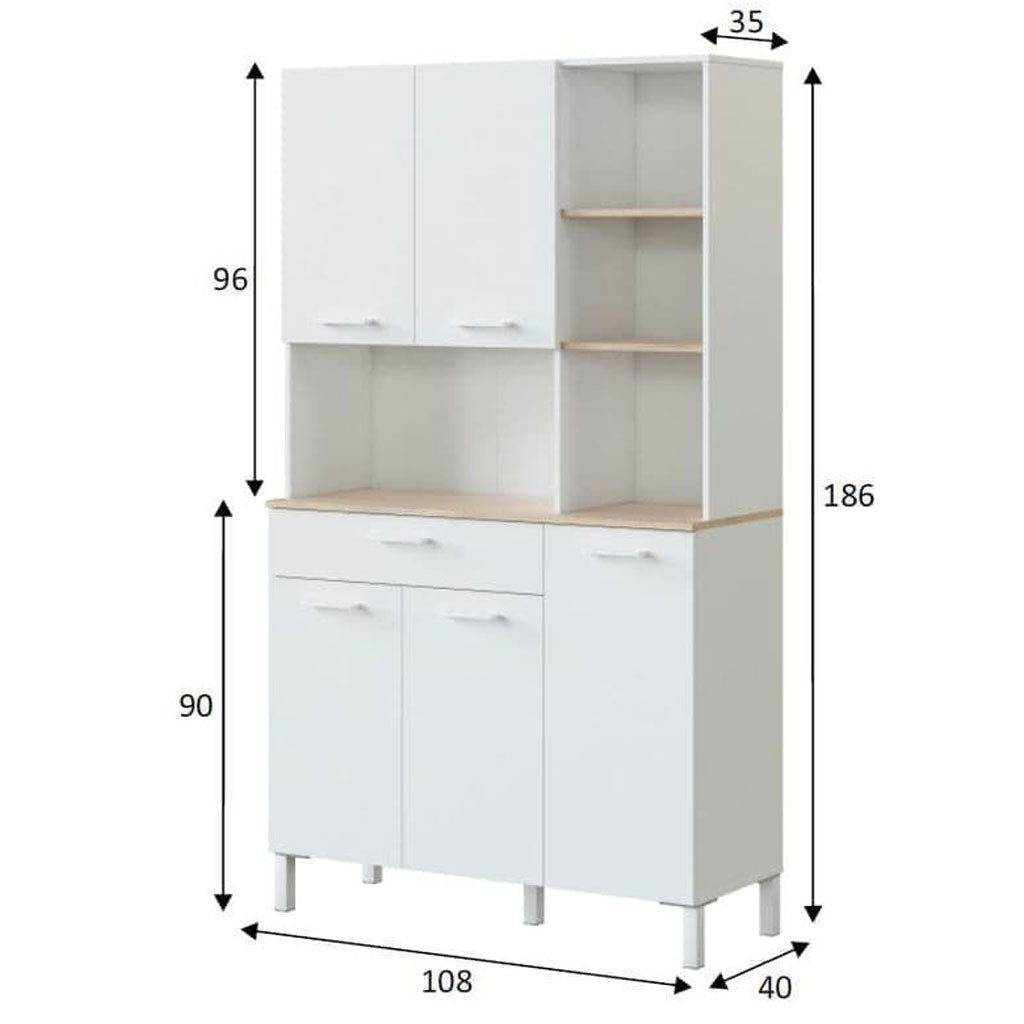 Wooden Kitchen Cabinet With 5 Doors And 1 Drawer - Denver