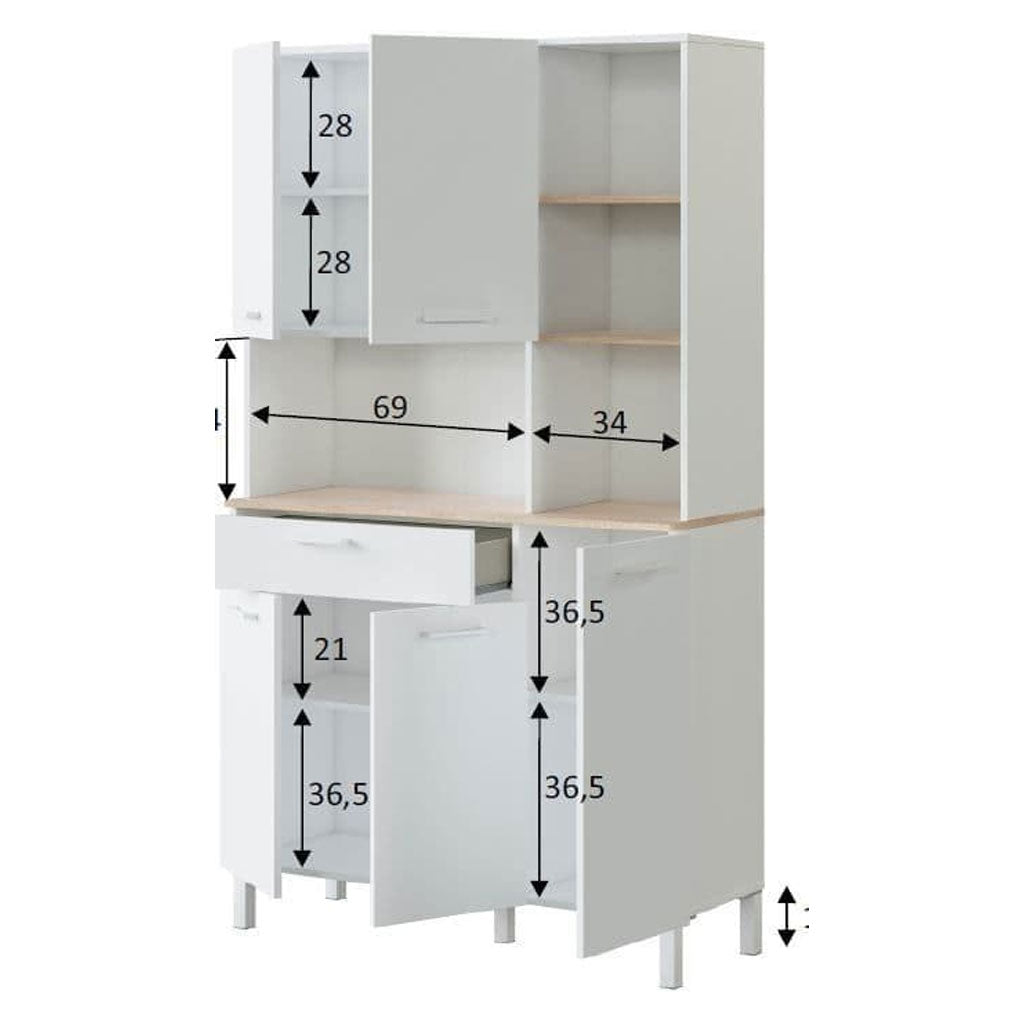 Wooden Kitchen Cabinet With 5 Doors And 1 Drawer - Denver