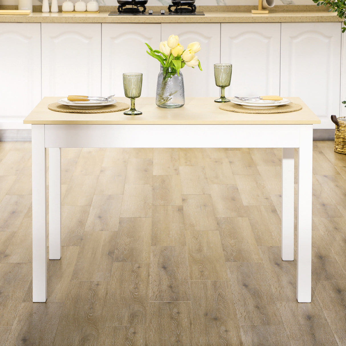 Wooden Kitchen Dining Table 119cm Rectangular for 4 to 6 People - Velmora