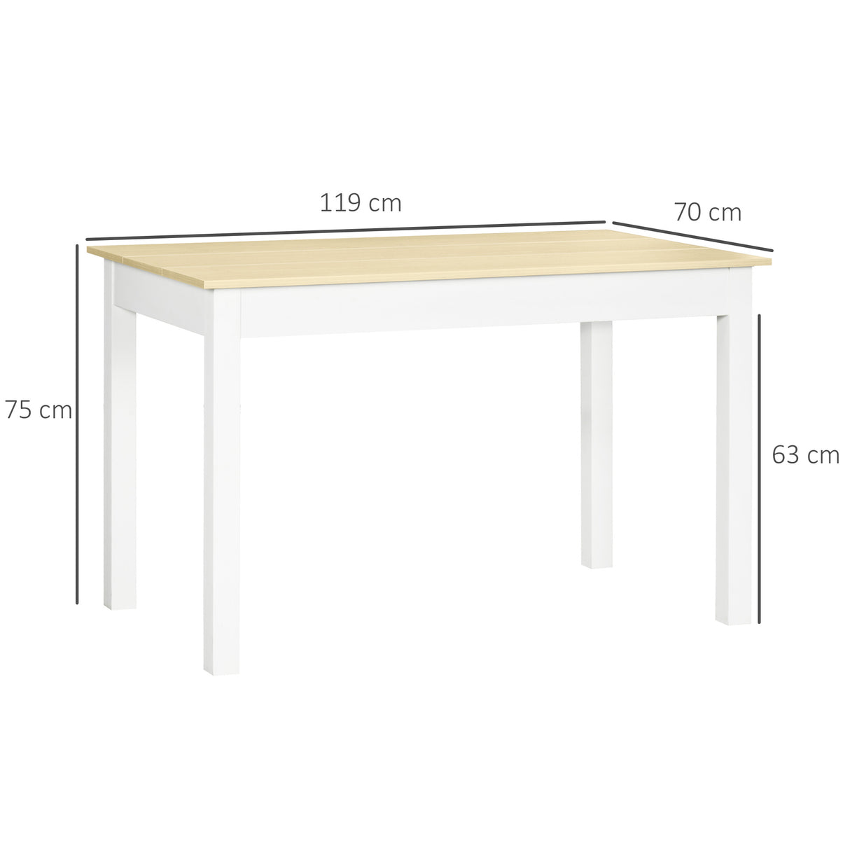 Wooden Kitchen Dining Table 119cm Rectangular for 4 to 6 People - Velmora