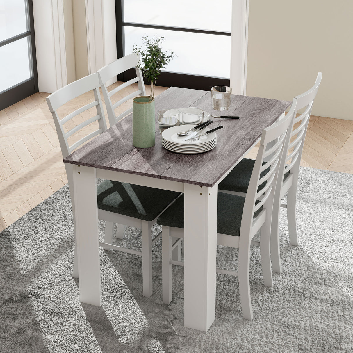 Wooden Kitchen Dining Table Rectangular for 4 to 6 People - Velmora