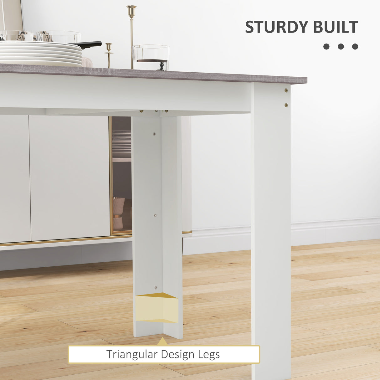 Wooden Kitchen Dining Table Rectangular for 4 to 6 People - Velmora