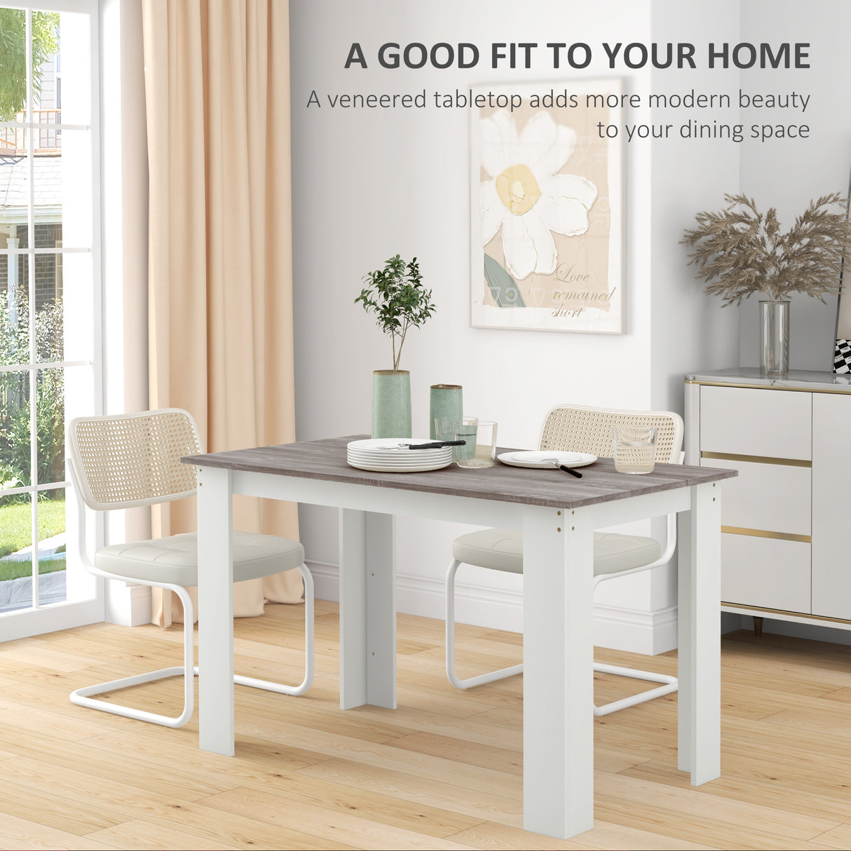 Wooden Kitchen Dining Table Rectangular for 4 to 6 People - Velmora