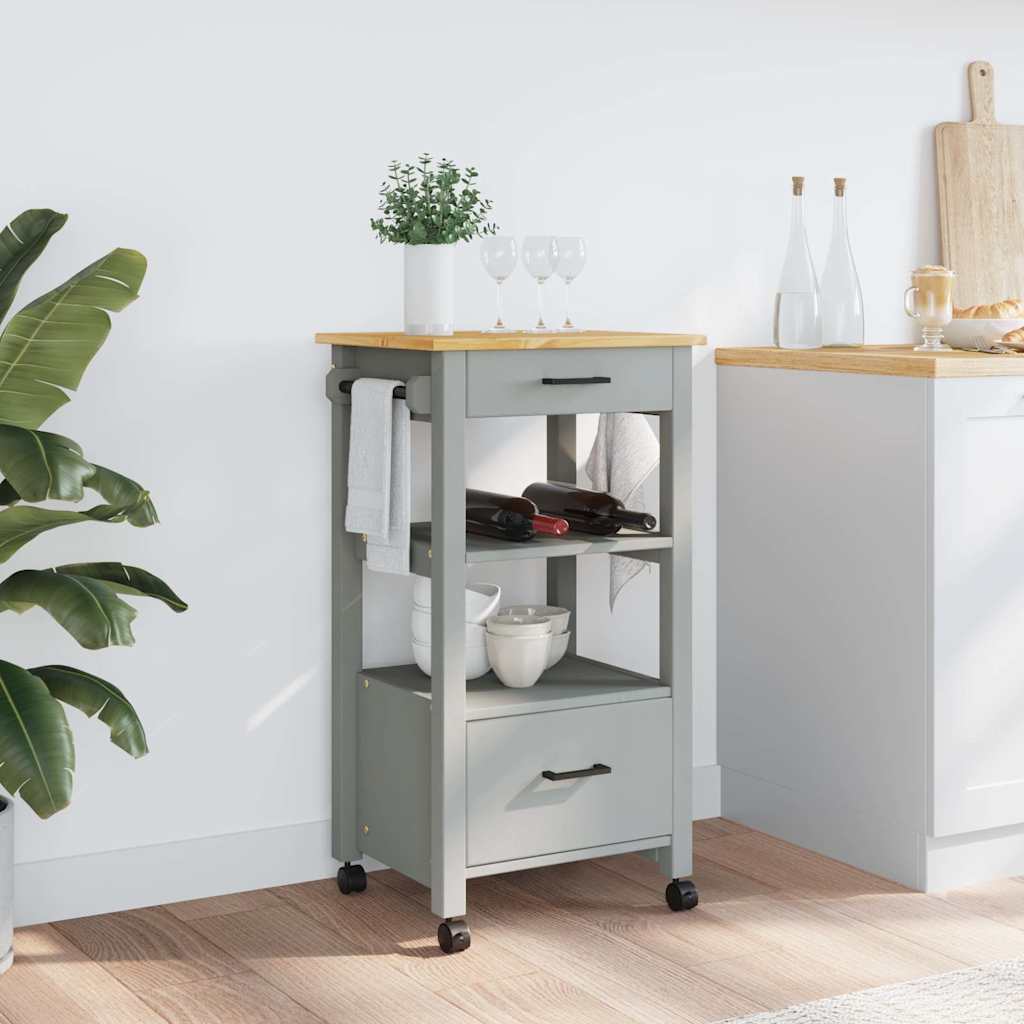 Wooden Kitchen Trolley 48cm Wide With 2 Drawers - Monza