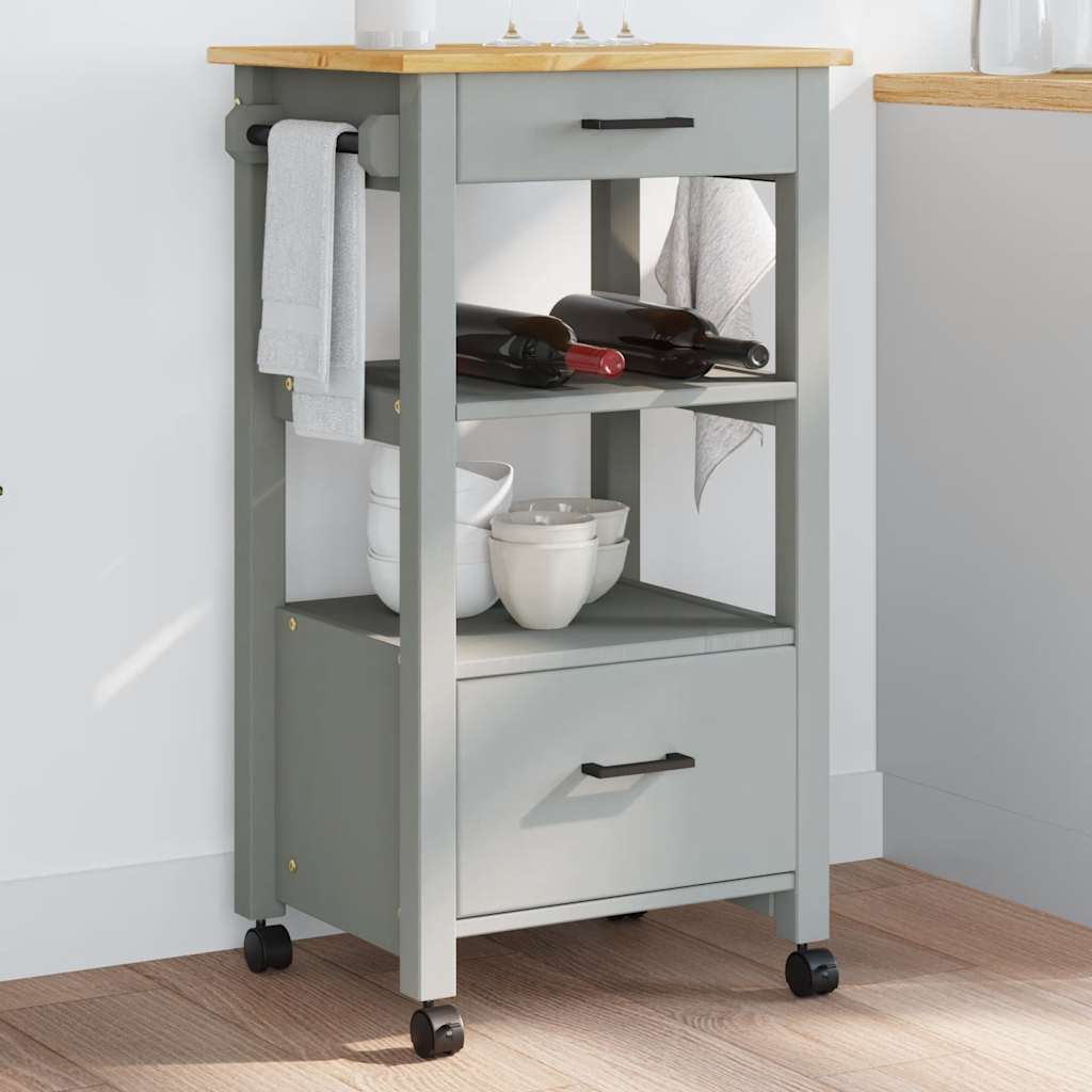Wooden Kitchen Trolley 48cm Wide With 2 Drawers - Monza