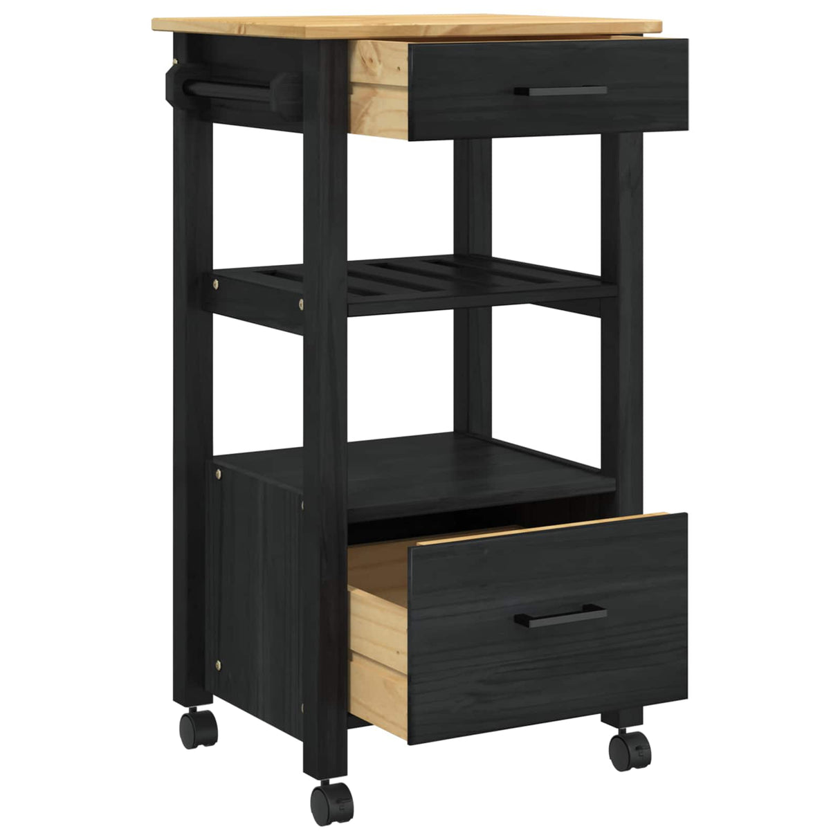 Wooden Kitchen Trolley 48cm Wide With 2 Drawers - Monza