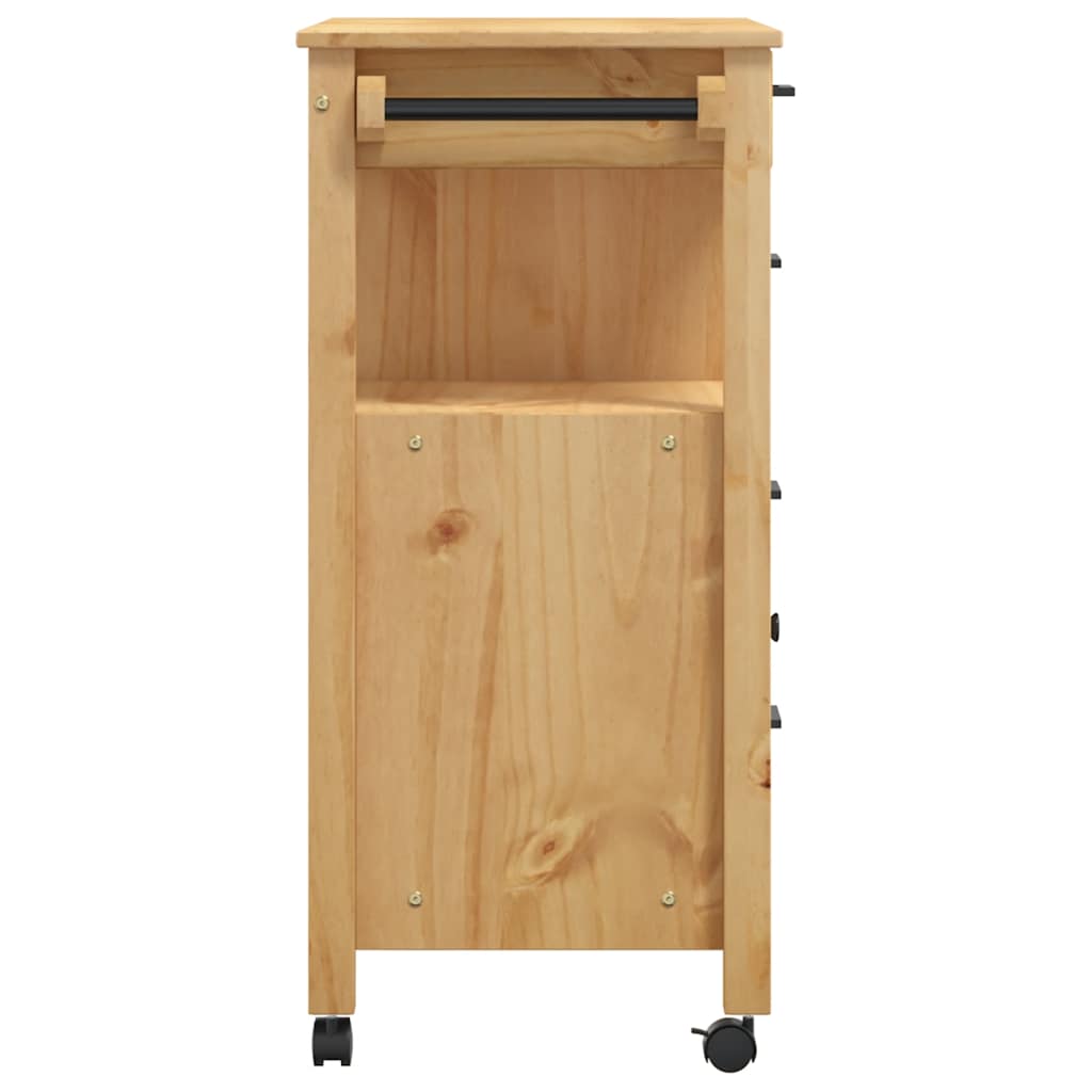 Wooden Kitchen Trolley 84cm Wide With 1 Door And 4 Drawers - Monza
