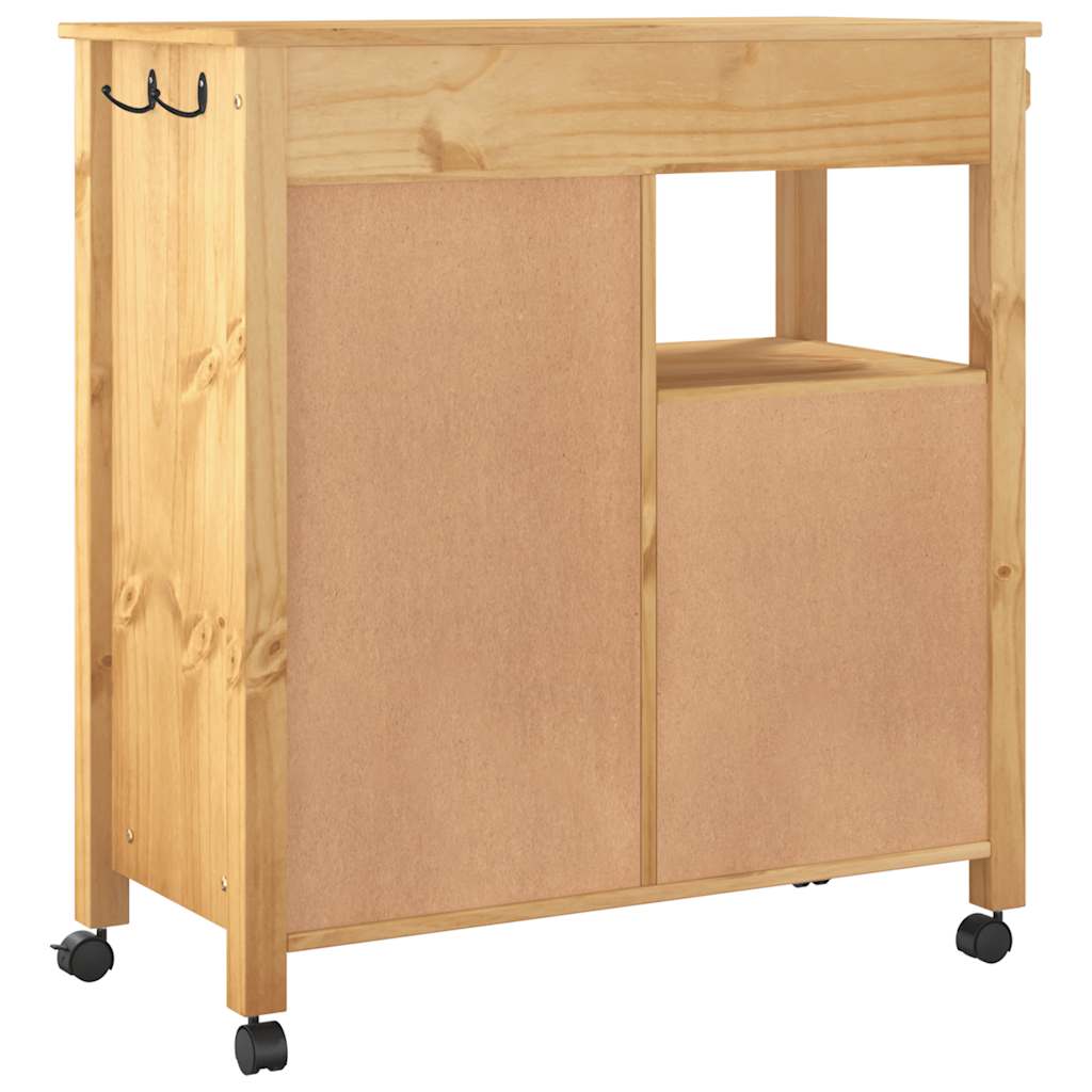 Wooden Kitchen Trolley 84cm Wide With 1 Door And 4 Drawers - Monza