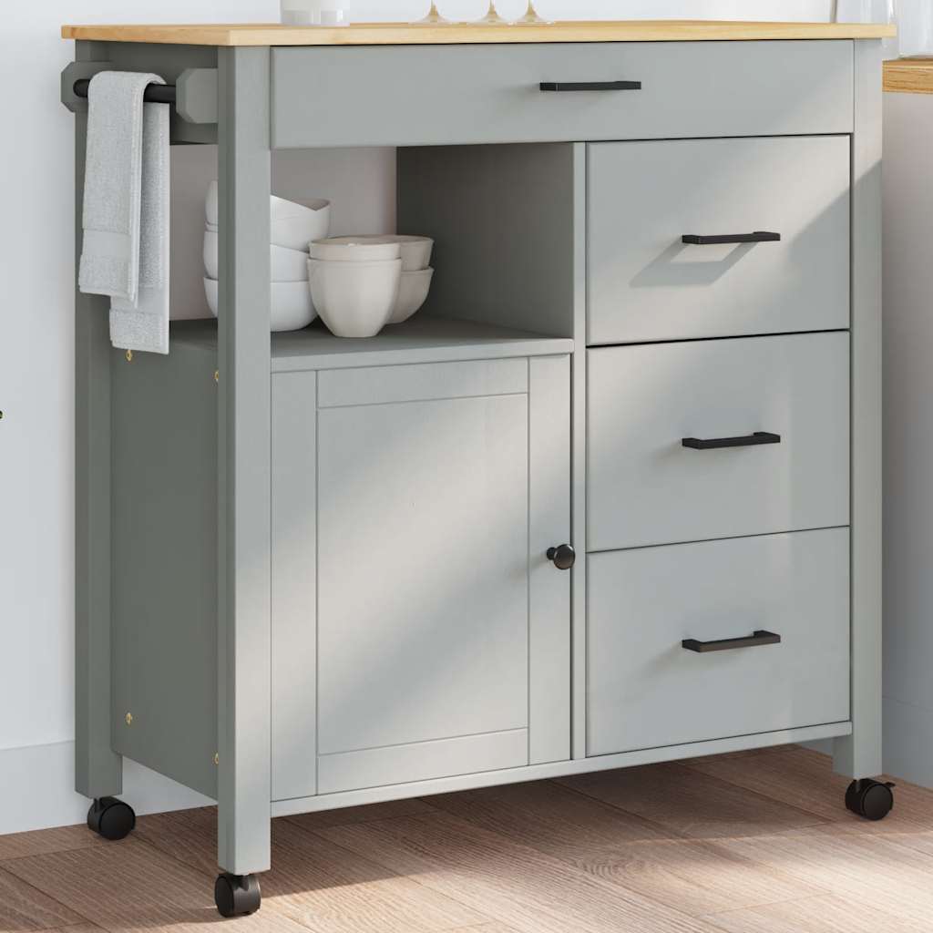 Wooden Kitchen Trolley 84cm Wide With 1 Door And 4 Drawers - Monza