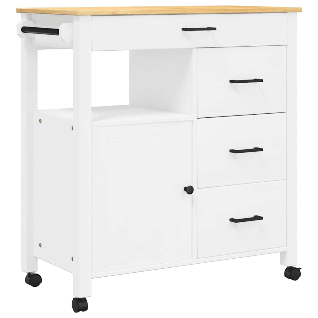 Wooden Kitchen Trolley 84cm Wide With 1 Door And 4 Drawers - Monza