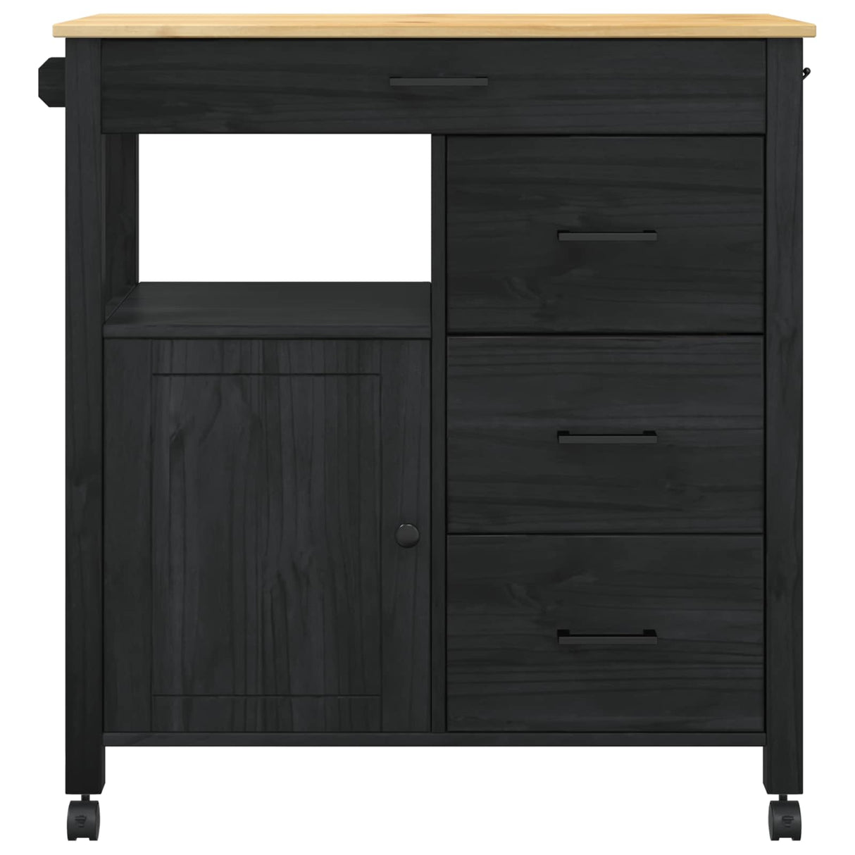 Wooden Kitchen Trolley 84cm Wide With 1 Door And 4 Drawers - Monza