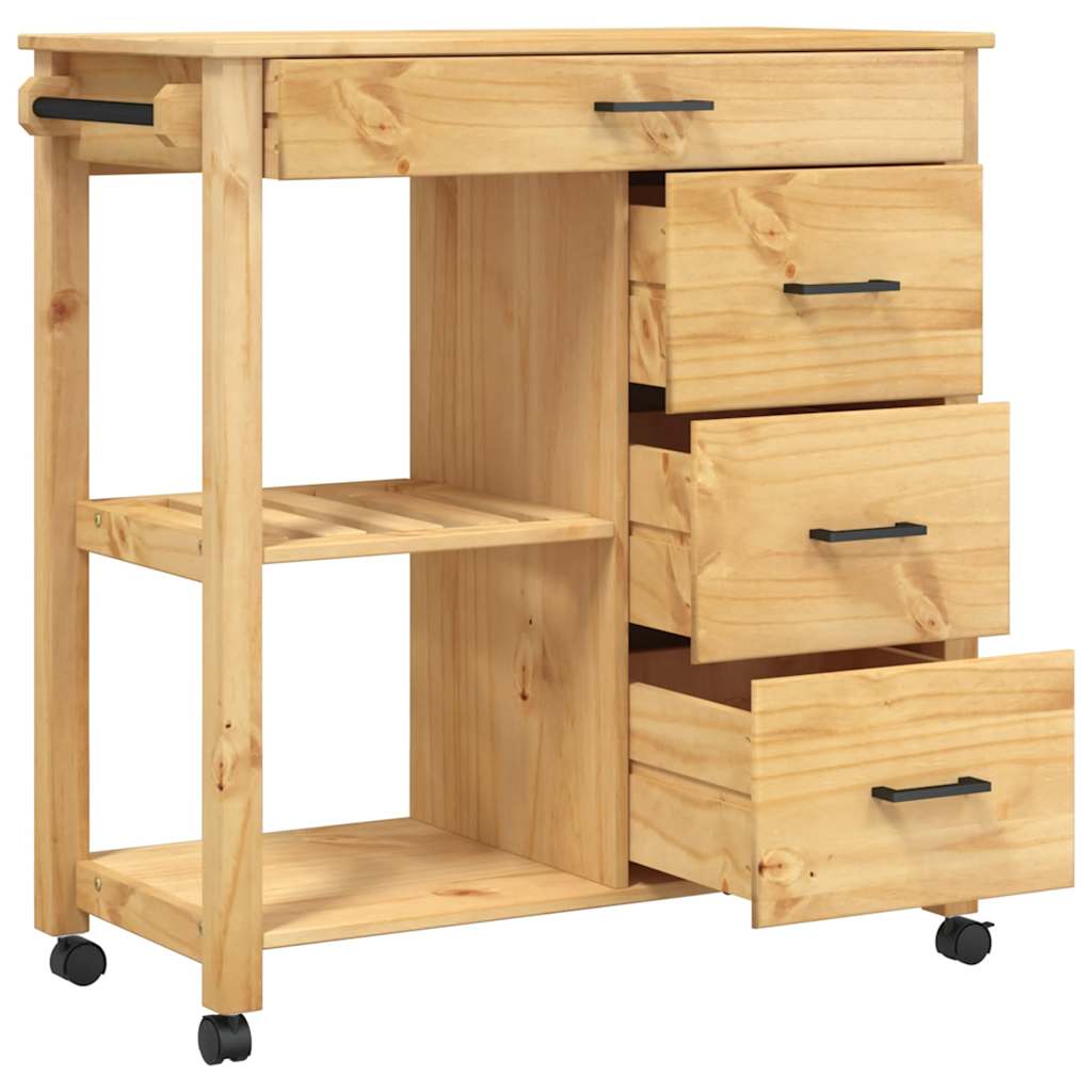 Wooden Kitchen Trolley 84cm Wide With 4 Drawers - Monza