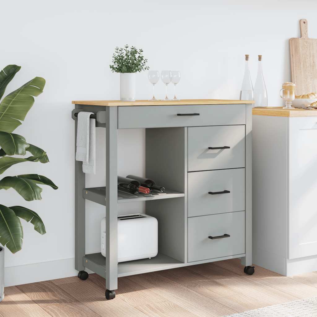 Wooden Kitchen Trolley 84cm Wide With 4 Drawers - Monza