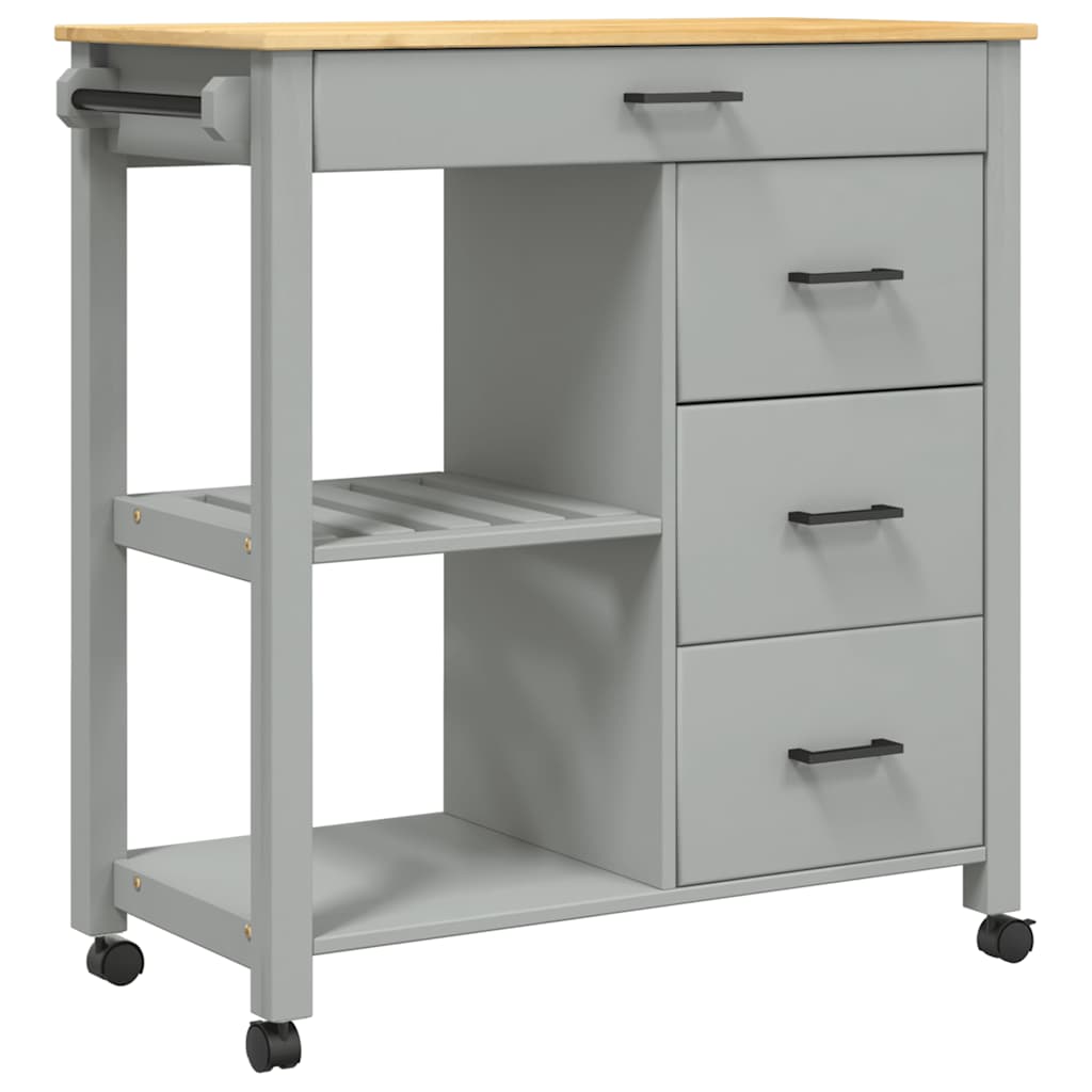 Wooden Kitchen Trolley 84cm Wide With 4 Drawers - Monza
