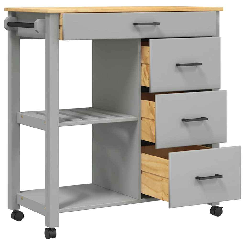 Wooden Kitchen Trolley 84cm Wide With 4 Drawers - Monza