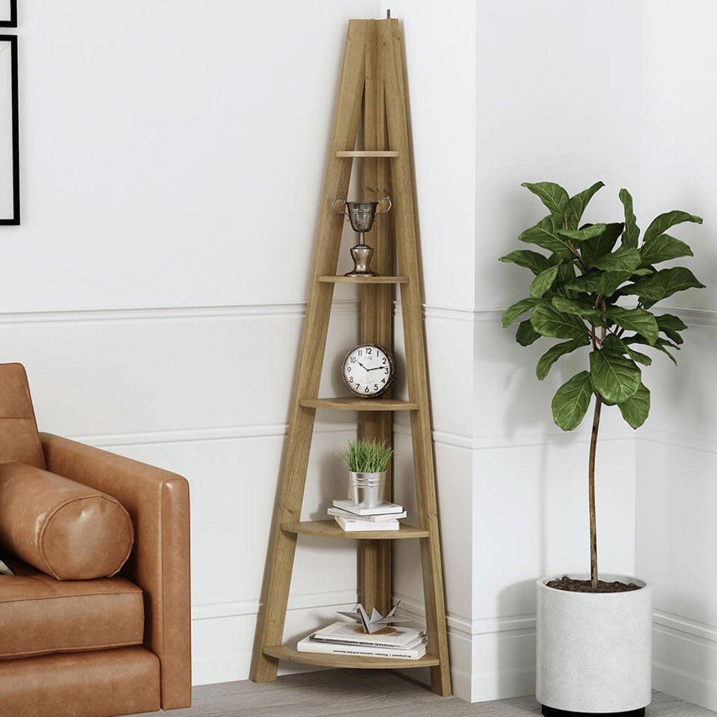 Wooden Ladder Shelving Unit Corner - Tiva