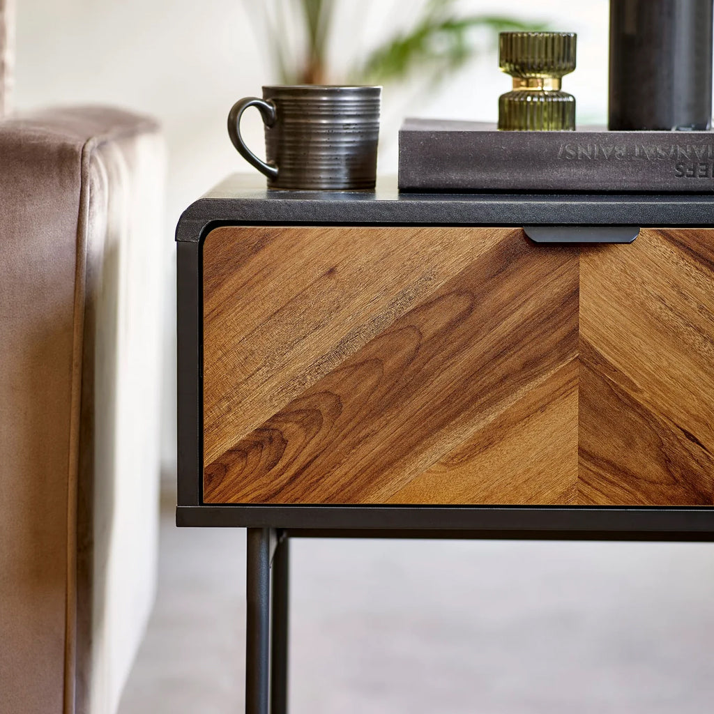 Wooden Lamp Table With 1 Drawer - Alvin