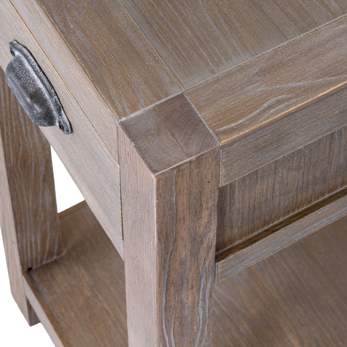 Wooden Lamp Table 40cm Wide With 1 Drawer - Haldon