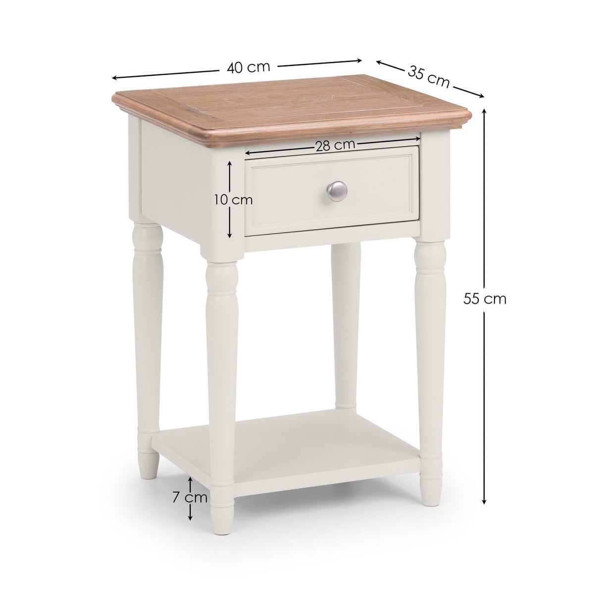 Wooden Lamp Table With 1 Drawer - Provence