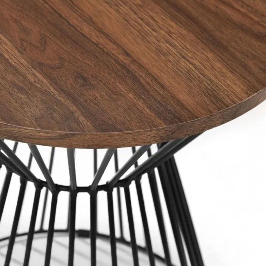 Wooden Lamp Table With Wire Frame Round - Jersey