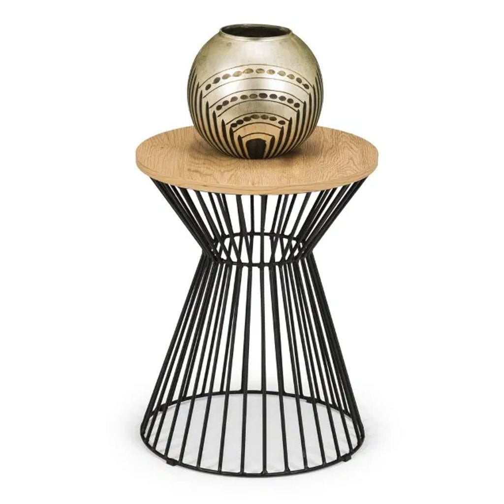Wooden Lamp Table With Wire Frame Round - Jersey