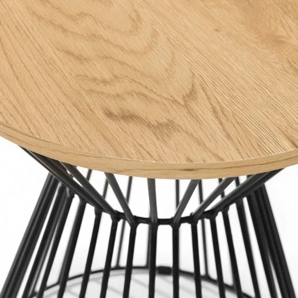 Wooden Lamp Table With Wire Frame Round - Jersey