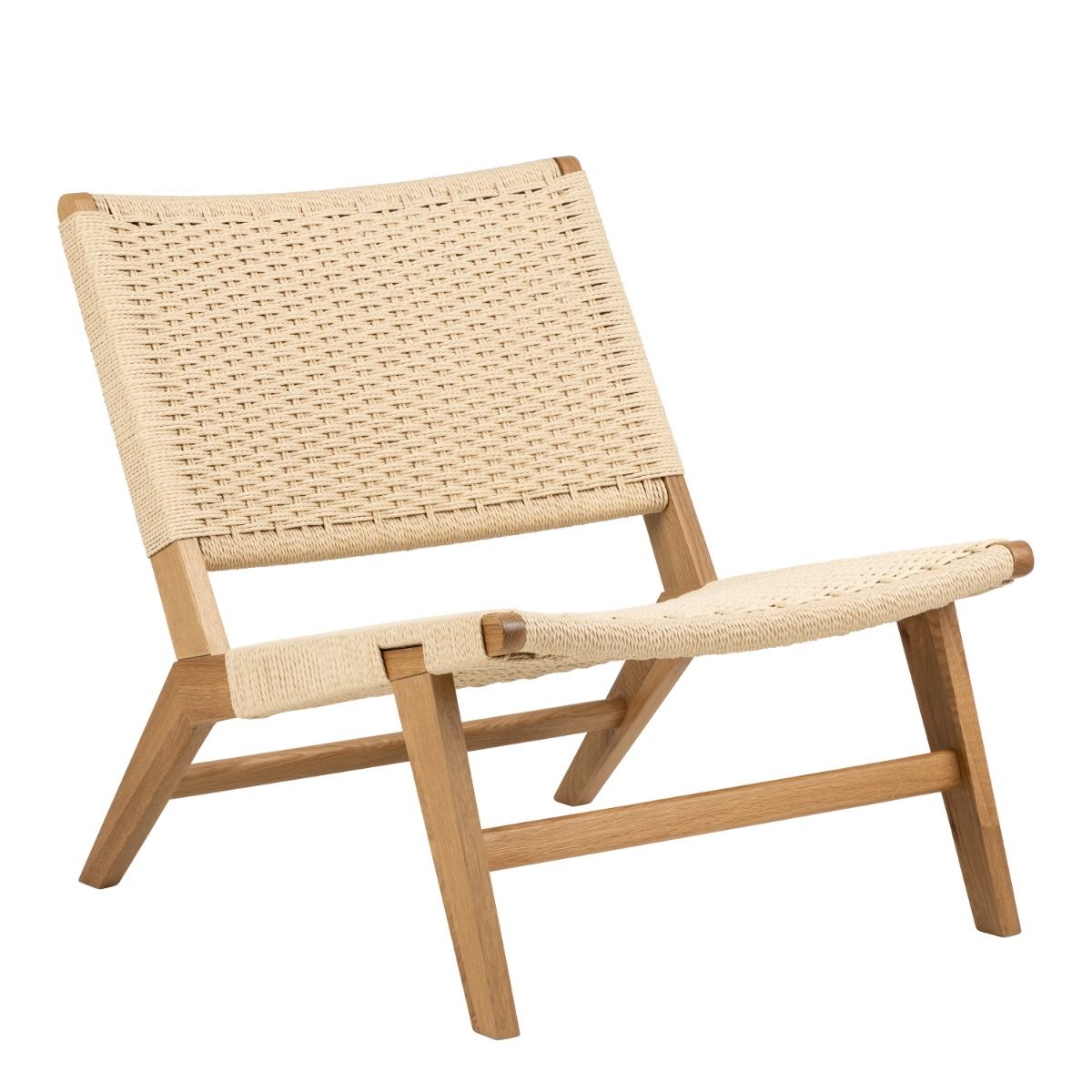 Wooden Lounge Chair With Woven Paper Plaits - Carson